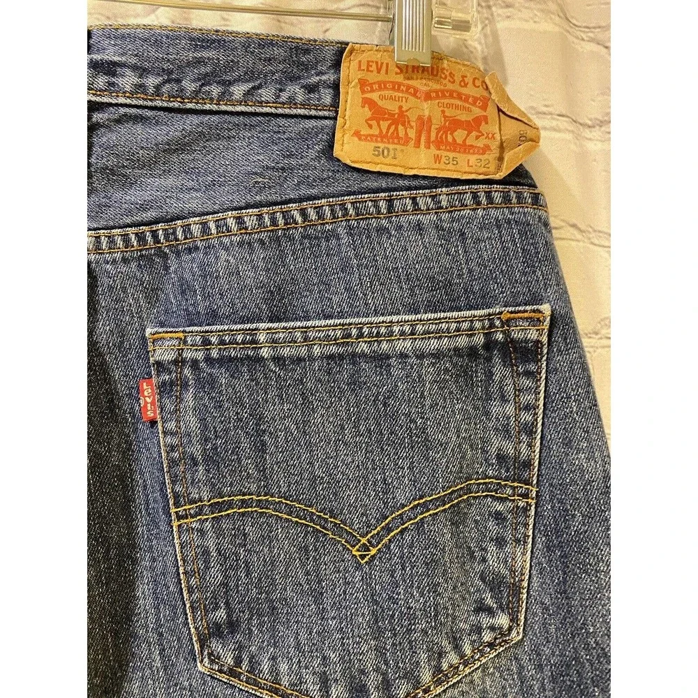 Vintage Levis 501 Denim Jeans 34 X 32 Made in USA 80s 90s 501XX Dark Wash RARE